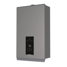 Load image into Gallery viewer, Gray water heater with digital display on a white background