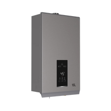 Load image into Gallery viewer, Gray water heater with digital display on a white background