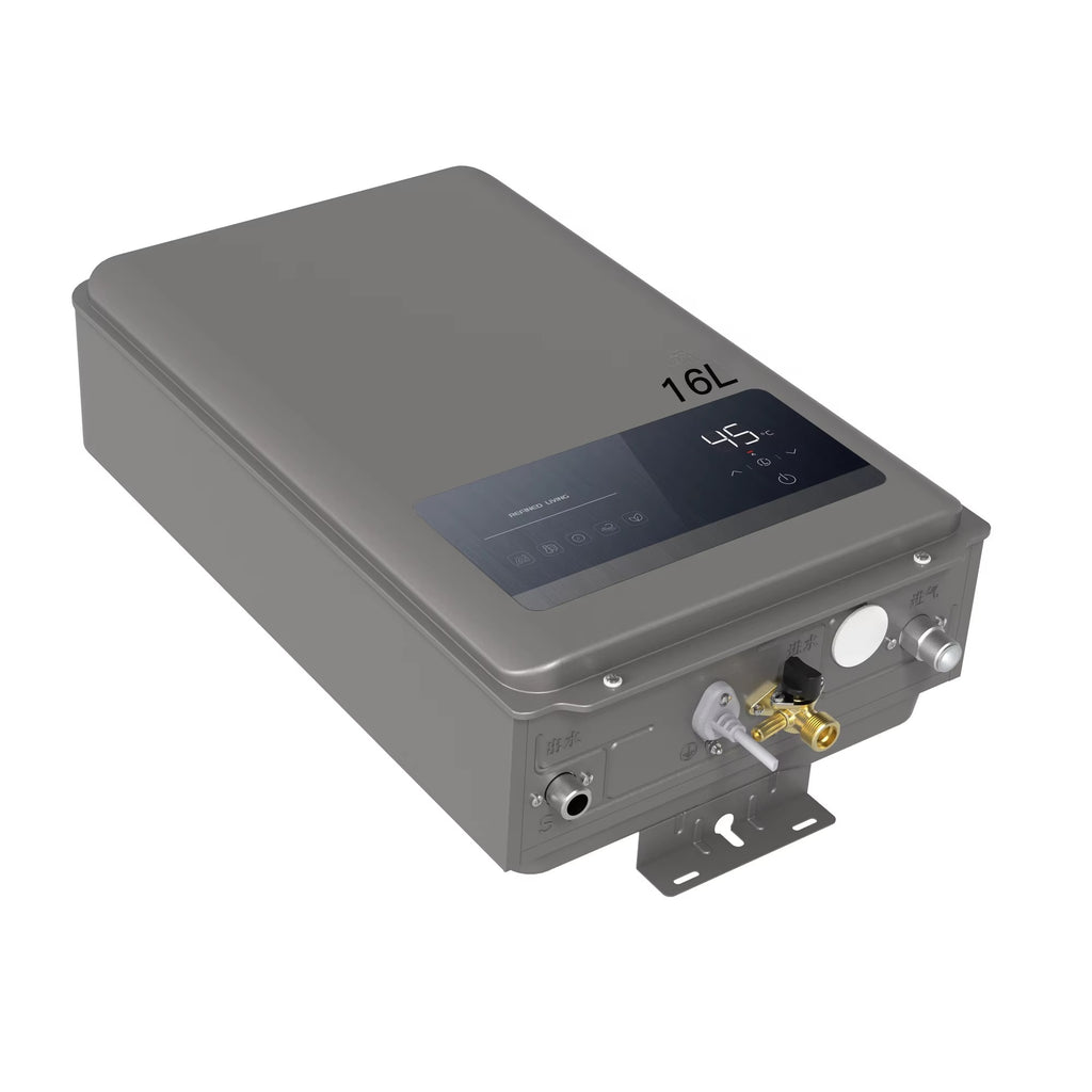 Gray electronic device with digital display on a white background