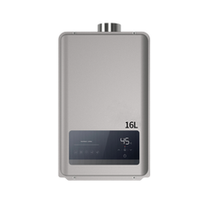 Load image into Gallery viewer, Stainless steel water heater with digital display on a white background