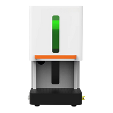 Load image into Gallery viewer, White electronic device with a green light bar and orange accent on a white background