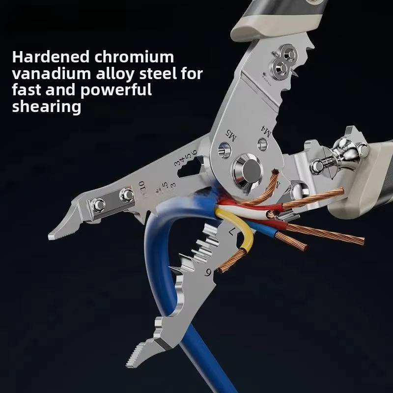 26-in-1 Multifunctional Electrician Wire Stripper & Cutter – High-Carbon Steel Crimping Tool with TPR Handle