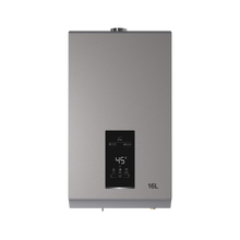 Load image into Gallery viewer, Stainless steel water heater with digital display on a white background