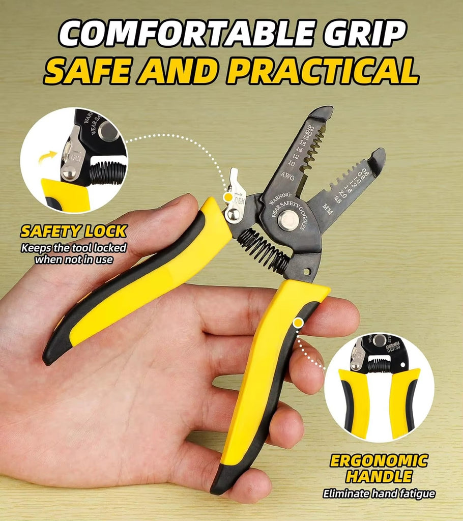 10–22 AWG Wire Stripper & Cutter – Multifunctional Electrician Pliers for Auto & Electrical Repair