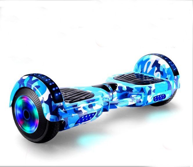 10" Hoverboard Scooter Self-Balancing Electric Hover Board with Bluetooth & Flash Wheels – Stylish Blue Camouflage Design